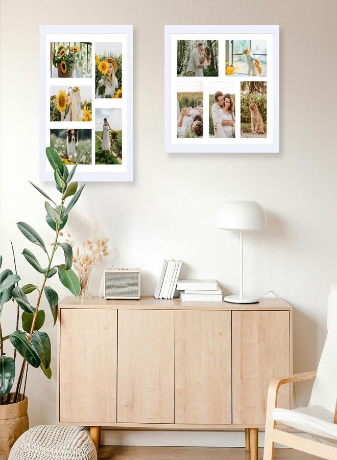 JCJMY 11x14 Collage Picture Frame with Mat, Display 5 Pcs 4x6 Photos or 11x14 Picture, Five Opening 4x6 Picture Frame Collage for Wall Hanging, Lightweight 4 x 6 Multi Photo Frame, White - Image 2